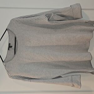 Eileen Fisher Gray & White Striped Sweater - Large